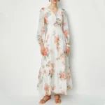 Watercolor Flora Long Sleeve Dress in Tencel-Ramie | Custom OEM Women’s Clothing Manufacturer | Eco Soft Fabric