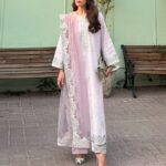 Pink Embroidered Organza 3-Piece Dress | Hand-Inspired Needlework & Fine Organza | Custom Design & Sizing | ODM/OEM Suit Manufacturer