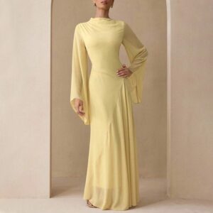 Elegant Autumn Chiffon Maxi Dress | Custom Colors & Fabrics | Private Label OEM Women’s Dress Supplier